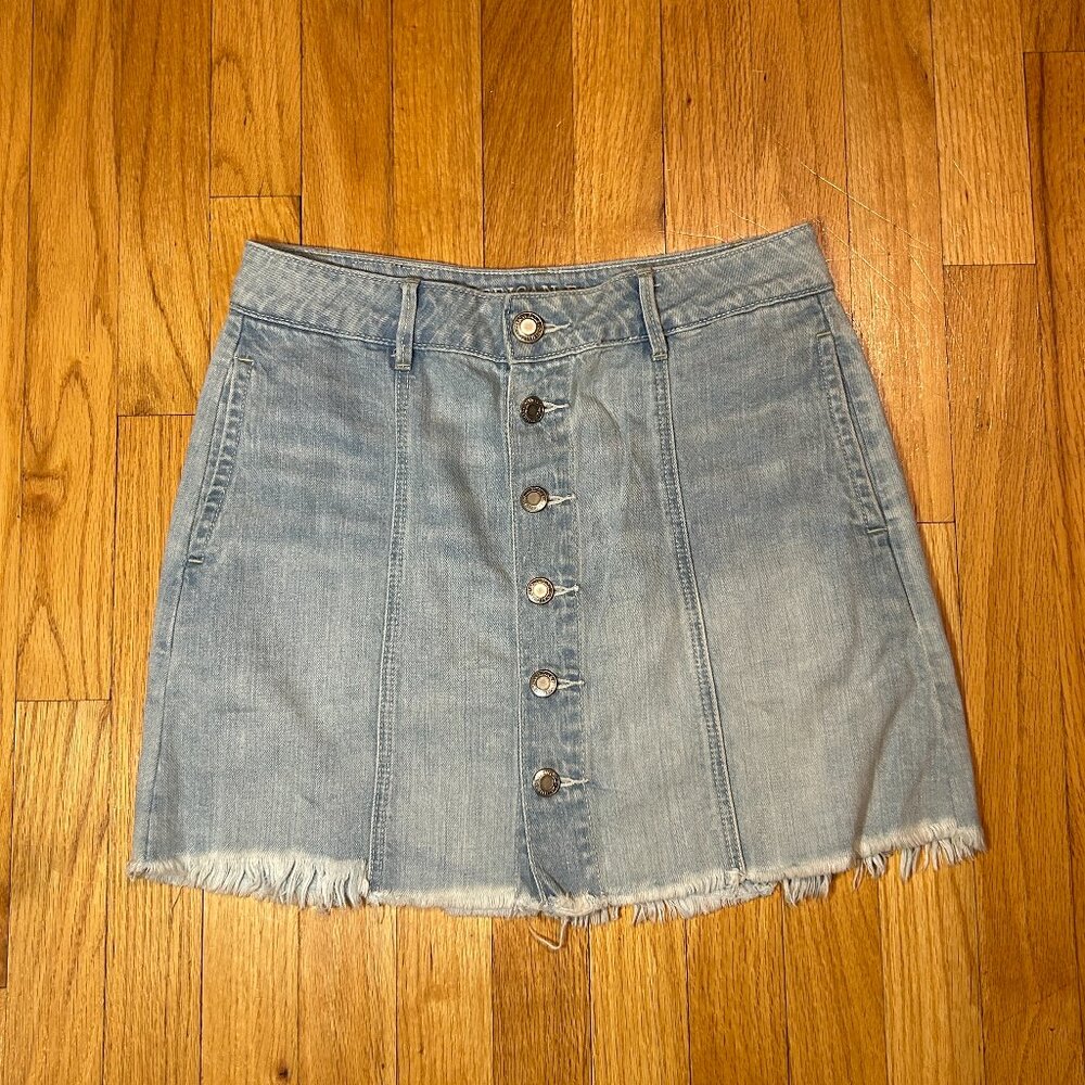 American Eagle light-wash denim mini skirt